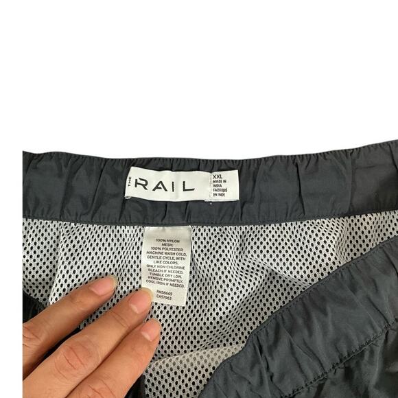 The Rail Mens Black Drawstring Swim Shorts Under Liner Size 2X 100% Nylon Active - Picture 2 of 8